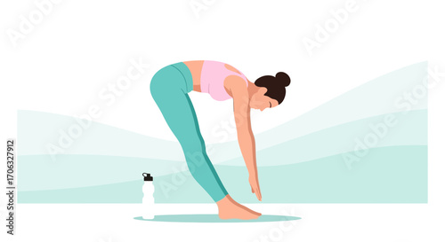 Woman Doing Yoga, Healthy Lifestyle, Practicing Yoga, Stretching And Fitness Exercise