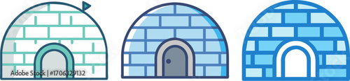  igloo dome structures isolated on a white background vector illustration
