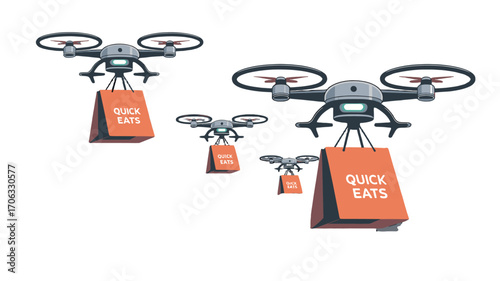 Delivery Drones Carrying Packages.