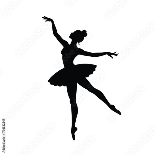 Graceful Ballet Silhouette, Elegant Dancer Silhouette, Ballet Pose Outline, Pirouette Shadow Figure, Modern Ballet Silhouette