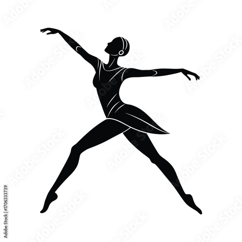 Graceful Contemporary Dance Silhouette, Modern Dance Pose Silhouette, Elegant Dancer Silhouette, Contemporary Movement Silhouette, Expressive Dance Silhouette