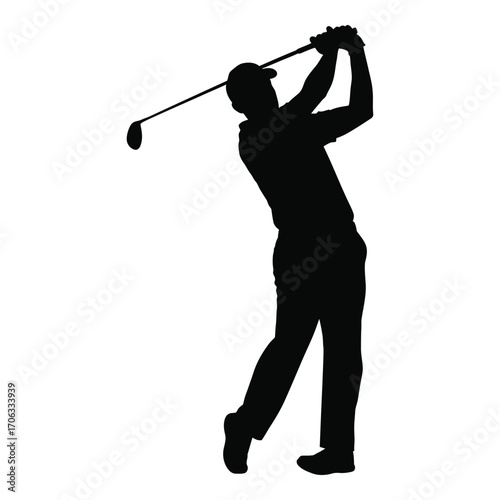 Golfer silhouette dynamic swing action sport athlete recreation activity silhouette