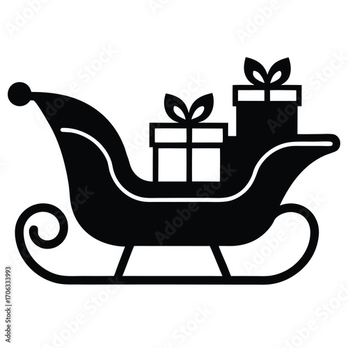 sleigh filled with presents vector icon