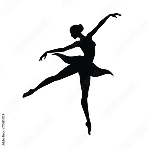 Graceful Contemporary Dance Silhouette, Modern Dance Pose Silhouette, Elegant Dancer Silhouette, Contemporary Movement Silhouette, Expressive Dance Silhouette