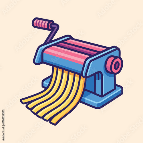 Cute pasta machine vector cartoon