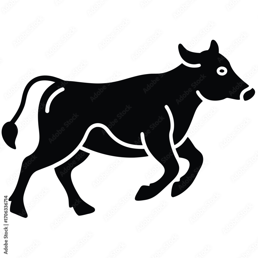 Obraz premium running cow outline vector icon