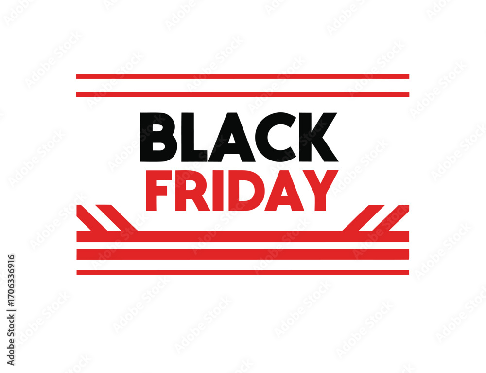 Fototapeta premium Bold Black Friday sale advertisement in black and red color scheme