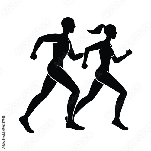 Marathon Runner Silhouette, Long Distance Running Silhouette, Sprinting Athlete Silhouette, Jogging Man Silhouette, Running Woman Silhouette