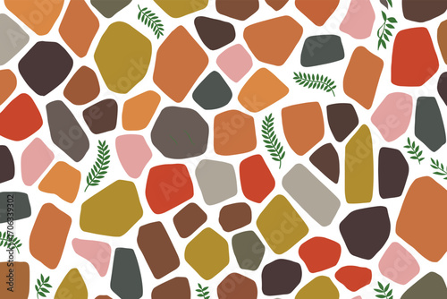 stone pattern with earth tone colors, abstract mosaic texture background for interior design, flooring, tiling, or surface decoration projects