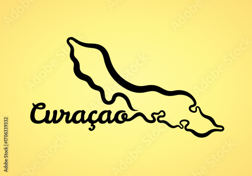 Map of Curacao - shape and name in one line