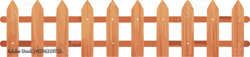 wooden fence vector illustrations, different picket fence styles for garden, farm, or home decor design and landscape elements