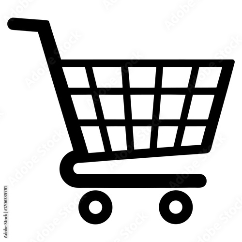 Simple black outline of a shopping cart icon