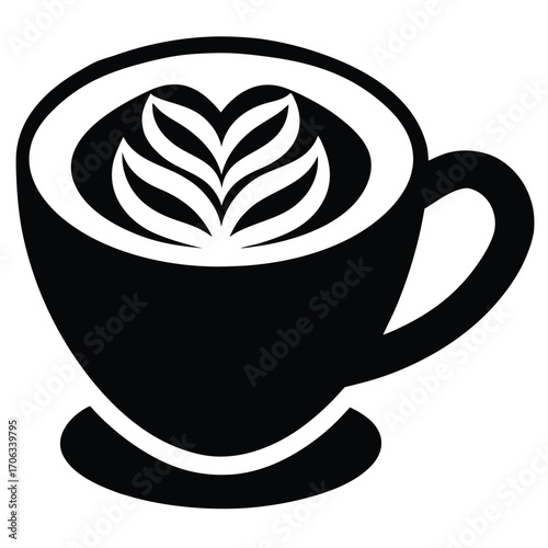 latte art   cup with a heart or leaf foam design