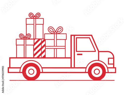 Holiday gift delivery truck with presents for Christmas celebration design