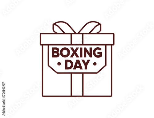 Illustration of gift box with boxing day text for christmas holiday
