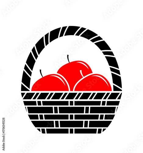 basket of apples isolated on white background