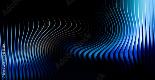 Abstract blue and silver wavy metallic lines