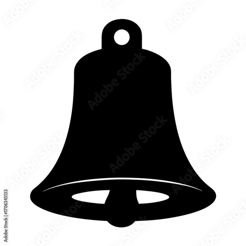Simple black silhouette of a bell with a hole at the top