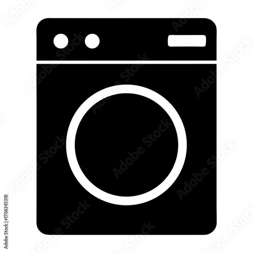 Minimalist and symbolic washing machine icon for clean laundry and household chores