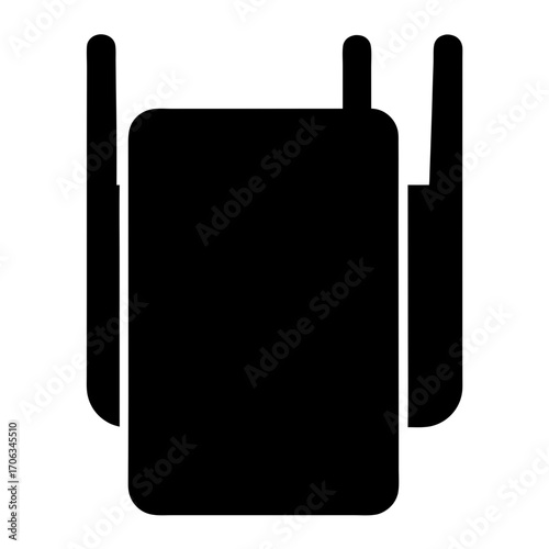 Simple Flat Icon of a Router with Antennas for Wireless Communication