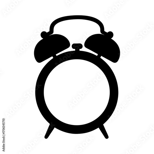 A Simple Silhouette of a Classic Alarm Clock with Two Bells