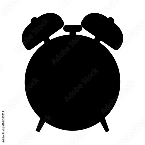 A Simple Black Silhouette Depiction of a Classic Alarm Clock Design