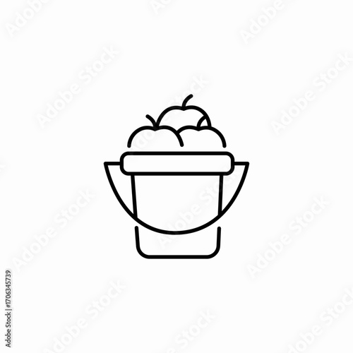 bucket of apples icon sign vector