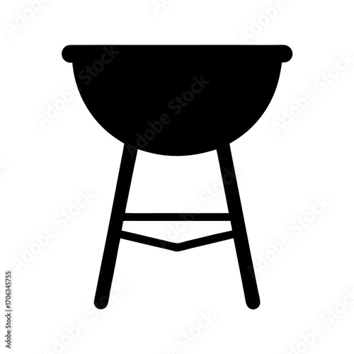 Simple black and white illustration of a barbecue grill for summertime cooking