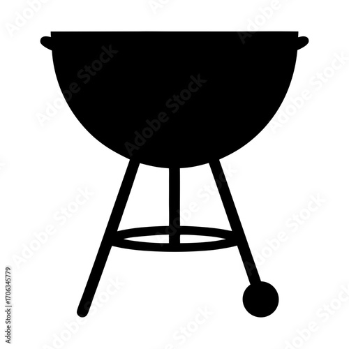 Simple silhouette of a classic charcoal grill with spherical cooking chamber