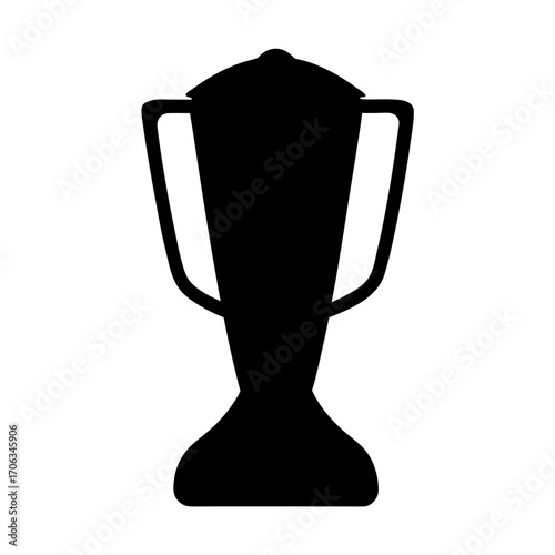 Black silhouette of a trophy cup with handles and a lid
