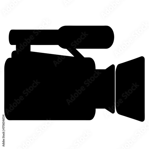 Silhouette of a vintage professional camcorder representing filmmaking equipment