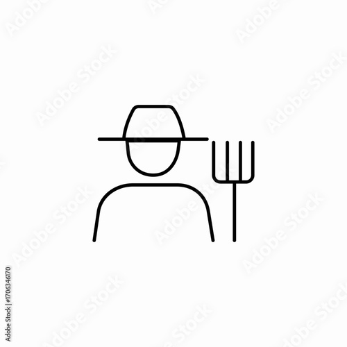 farmer with pitchfork icon sign vector
