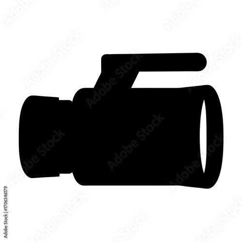Black silhouette of a professional video camera used in broadcasting industry
