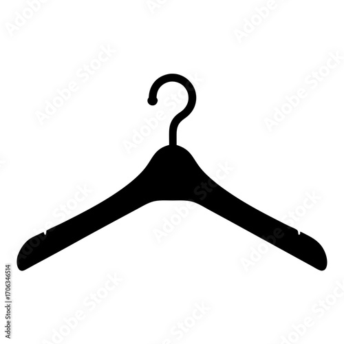 A Simple Black Silhouette of a Clothing Hanger on a White Background