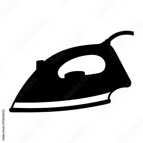 Black and white illustration of an electric clothes iron for ironing laundry
