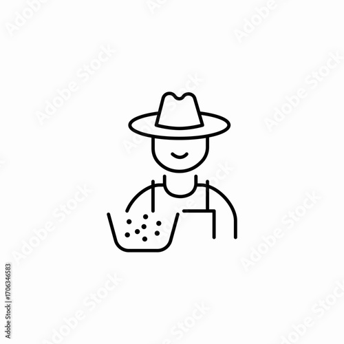 person sowing seeds icon sign vector
