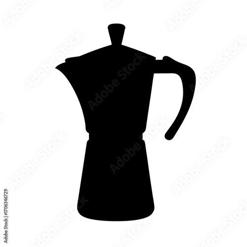 Silhouette of a classic Italian stovetop espresso maker, a moka pot.