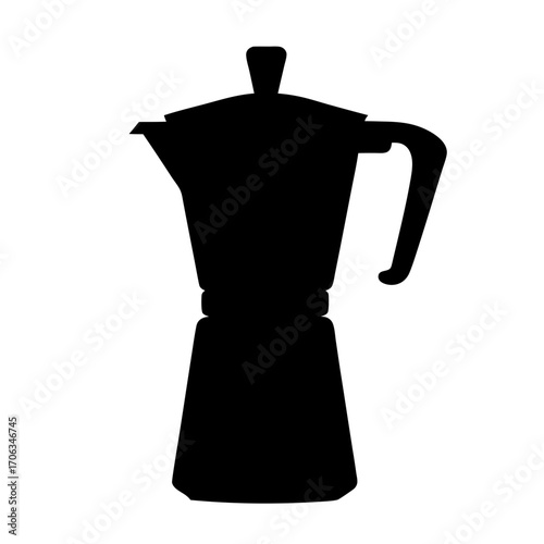 Silhouette of a Moka Pot Coffee Maker, An Italian Stovetop Espresso Machine
