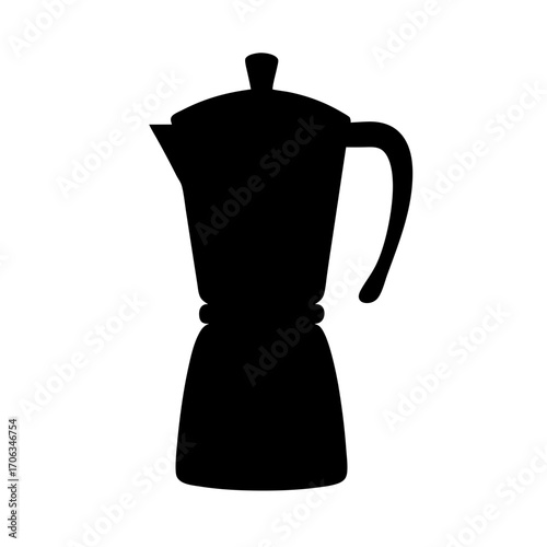 Black silhouette of a Moka pot, an Italian stovetop coffee maker
