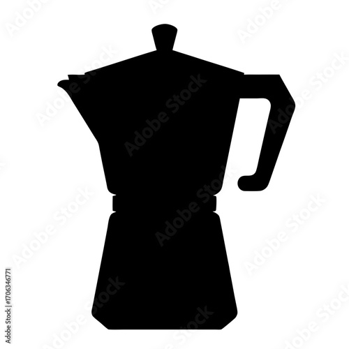 Silhouette of a classic Moka pot, Italian stovetop espresso maker