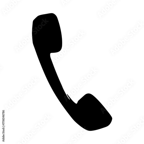 Isolated black phone handset representing communication and connection in the digital age