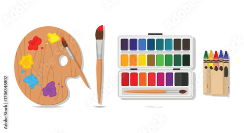 Unleash your inner artist with vibrant paints brushes and crayons perfect for creative projects and artistic expression, Generative AI.