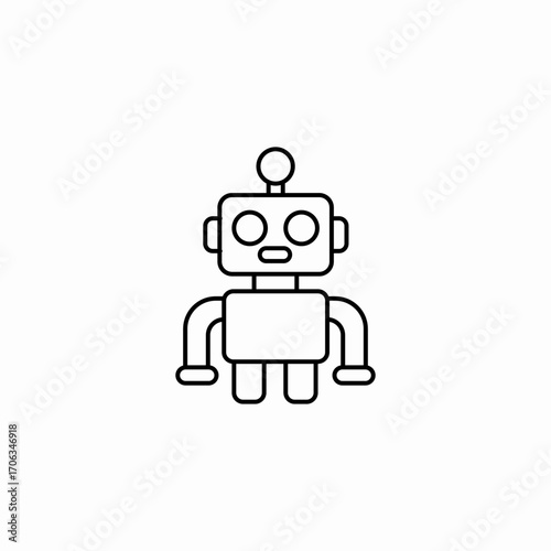 small metal robot icon sign vector