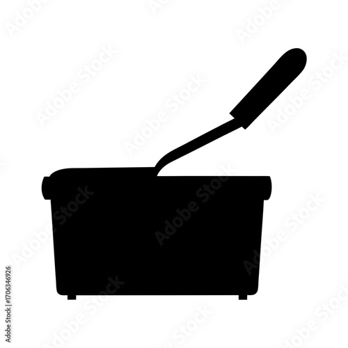Silhouette of a paper cutter machine with angled blade for cutting