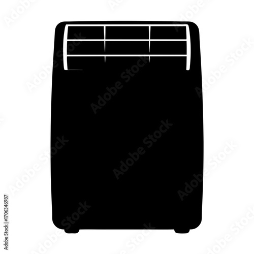 Silhouette of a portable air conditioner unit with top vent detail