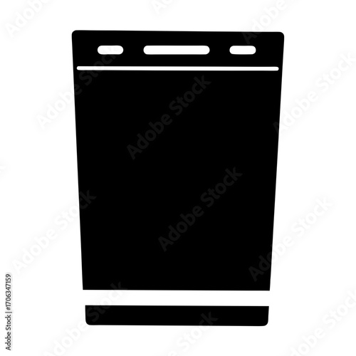 Silhouette Image of Dishwasher with Control Panel and Bottom Trim Section