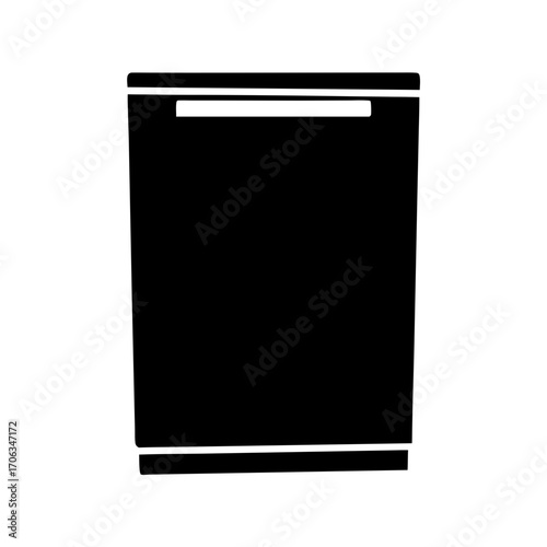 Silhouette of a sleek, modern built in dishwasher appliance for kitchen design