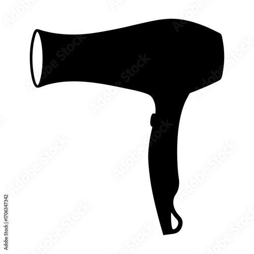 Silhouette of a hair dryer, a classic tool for hair styling