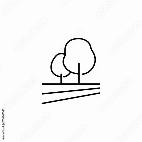 trees and field icon sign vector