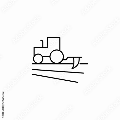 tractor plowing field icon sign vector